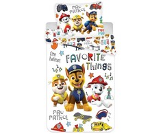 Patalynė bawełniana 140x200 Psi Patrol Paw pieski balta 9851 brygada psy poszewka 70x90 dziecięca