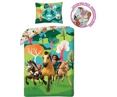Patalynė bawełniana 140x200 Spirit konie žalia poszewka 70x90 Kids 12 Halantex