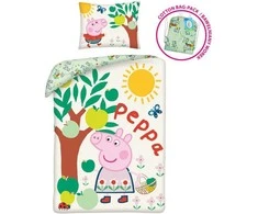 Patalynė bawełniana 140x200 Świnka Peppa pistacjowa PE-3241BL poszewka 70x90 + maišelis bawełniany Halantex