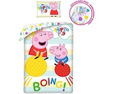 Patalynė bawełniana 140x200 Świnka Peppa kolorowa PE-3265BL poszewka 70x90 + maišelis bawełniany Halantex