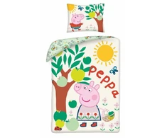 Patalynė bawełniana 140x200 Świnka Peppa pistacjowa PE-3241BL poszewka 70x90 + maišelis bawełniany Halantex