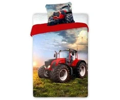 MCU Patalynė bawełniana 140x200 Traktor 2471 raudona pole wieś Turbo poszewka 70x90