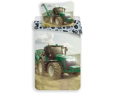 Patalynė bawełniana 140x200 Traktor žalia 4133 pole poszewka 70x90 dziecięca