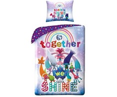 Patalynė bawełniana 140x200 Trolle violetinė poszewka 70x90 Kids 12 Halantex
