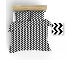 Medvilninės patalynės komplektas 180x200 cm, baltas, juodas zigzagas, minkšta medvilninė patalynė, patvarus patalynės komplektas, patalynės komplektas dvigulei lovai, raštuotas patalynės komplektas