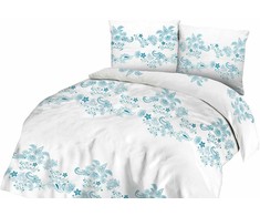 Medvilninės patalynės komplektas 220x200, baltas ir turkio spalvos ornamentais, minkšta medvilninė patalynė, modernaus dizaino patalynė, raštuota patalynė, miegamojo tekstilė