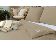 Multitex Medvilninio muslino patalynės komplektas 160x200 cm, kvėpuojantis dvigubo sluoksnio audinys, nesiglamžantis antklodės užvalkalas su pagalvėmis, OEKO-TEX sertifikatas, nereikia lyginti