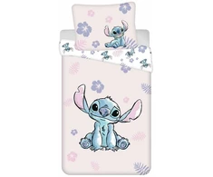 Patalynė bawełniana 140x200 Lilo i Stitch rožinė balta poszewka 70x90 JF 24