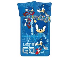 Patalynė bawełniana 140x200 Sonic Let`s go mėlyna poszewka 70x90 JF24