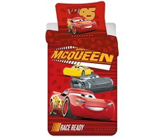 Patalynė dziecięca 140x200 Cars Auta 9497 Zygzak McQueen raudona poszewka 70x90