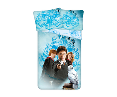 Patalynė dziecięca 140x200 Harry Potter mėlyna młodzieżowa poszewka 70x90 August 23
