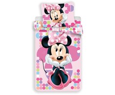 Patalynė dziecięca 140x200 Myszka Mini Minnie Mouse 5949 rožinė groszki poszewka 70x90