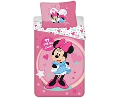 Patalynė dziecięca 140x200 Myszka Mini Minnie Mouse 9503 rožinė amarantowa w groszki poszewka 70x90