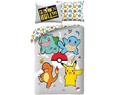 Patalynė dziecięca 140x200 Pokemon pilka kolorowa poszewka 70x90 H1