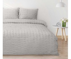 Multitex Pilkas vaflinio pynimo satino medvilnės patalynės komplektas, 220x200 cm antklodės užvalkalas su pagalvėmis, nereikia lyginti, OEKO-TEX sertifikatas, minkšta patalynė miegui