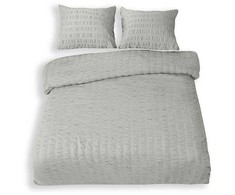 Multitex Pilkas vaflinio pynimo satino medvilnės patalynės komplektas, 220x200 cm antklodės užvalkalas su pagalvėmis, nereikia lyginti, OEKO-TEX sertifikatas, minkšta patalynė miegui