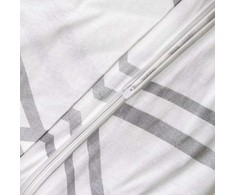 Medvilnės džersio patalynės komplektas, geometrinis baltas ir pilkas raštas, 160x200 cm antklodės užvalkalas su pagalvėmis, Oeko-Tex sertifikatas, minkšta patalynė miegamajam
