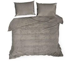 Eurofirany Pliušinis mikropluošto patalynės komplektas, 220x200 cm antklodės užvalkalas su dviem pagalvių užvalkalais, 250 g/m2 svoris, jaukus ir šiltas, smėlio spalva, užtrauktukas, minkšta patalynė miegamajam