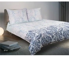 Patalynės komplektas Matex Patalynė satynowa 160x200 01A Premium pudrowa rožinė balta pilka tamsiai mėlyna
