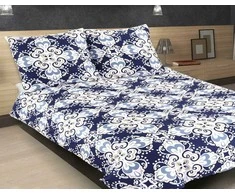 Patalynės komplektas Matex Patalynė satynowa 160x200 ornamenty tamsiai mėlyna balta 10A Premium