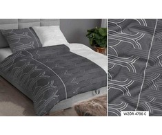 Satininės patalynės komplektas 160x200 cm, pilkas ir baltas geometrinis raštas, su užtrauktuku, medvilninės patalynės komplektas, minkštos patalynės komplektas