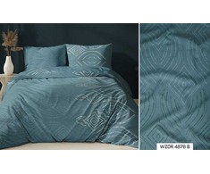Atlasinės patalynės komplektas 160x200, turkio spalvos geometrinis raštas, užtrauktukas, minkšta medvilninė patalynė, patogus patalynės komplektas, miegamojo patalynė