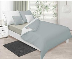 Patalynės komplektas Multitex Patalynė satynowa 220x200 Double Face balta sidabrinė 01+42 KG