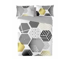 Patalynės komplektas Multitex Patalynė satynowa 220x200 geometria pilka geltona Prestige 1