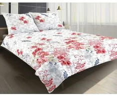 Patalynės komplektas Matex Patalynė satin 220x200 raudona porcelianinės rožių gėlės balta pilka 08A Premium