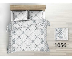 Medvilninės vaflinės tekstūros patalynės komplektas, 160x200 cm antklodės užvalkalas su dviem pagalvių užvalkalais, pilkas ornamentas, nesiglamžanti patalynė, minkštas miegamojo tekstilės rinkinys