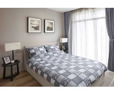 Medvilnės perkalio patalynės komplektas, 200x220 cm antklodės užvalkalas su raukiniais, pilkas užsegimas sagomis, 100% medvilnė, 140 g/m², komplekte 2 pagalvių užvalkalai, minkšta patalynė miegamajam