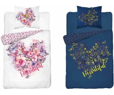 Detexpol Patalynė Švyti tamsoje 140 x 200 širdelė rožinėmis gėlėmis