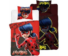 Detexpol Tamsoje švytinti patalynė 140 x 200 „Miraculous Ladybug and Cat Noir“ medvilnė