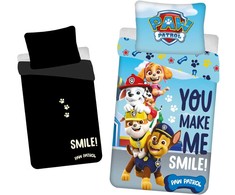 Jerry Fabrics Švytinti patalynė 140x200 Paw Patrol mėlyna pagalvės užvalkalas 70x90