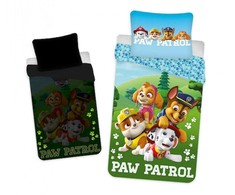 Patalynė świecąca w ciemności 140x200 Psi Patrol pieski brygada 5891 Paw mėlyna žalia bawełniana poszewka 70x90