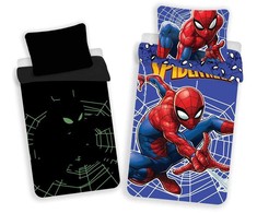Patalynė świecąca w ciemności 140x200 Spiderman Człowiek Pająk 9339 bawełniana poszewka 70x90 JF24