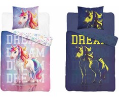 Detexpol GLOWING UNICORN PATALĖS UNICORN 140x200cm FLUO DREAM ROŽINĖ