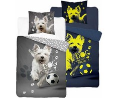 Patalynės komplektas Detexpol Patalynė dvipusė słodki piesek West Terier dog pies fluo 160X200 świecąc