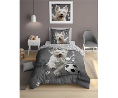 Patalynės komplektas Detexpol Patalynė dvipusė słodki piesek West Terier dog pies fluo 160X200 świecąc
