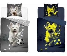 Patalynės komplektas Detexpol Patalynė dvipusė słodki piesek West Terier dog pies fluo 160X200 świecąc