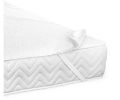 Čiužinio apsauga, vandeniui atsparus higieninis užvalkalas 200x220 cm lovai, baltas PVC laminuotas audinis, apsauga nuo nelaikymo, Oeko-Tex sertifikatas, neperšlampama paklodė