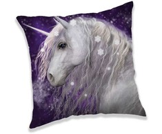 Poduszka dziecięca 40x40 Vienaragis konik koń kucyk balta unicorn gwiazdki violetinė lawendowa 8774