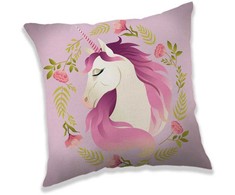 Poduszka dziecięca 40x40 Vienaragis unicorn kwiaty koń kucyk konik 4805 rožinė