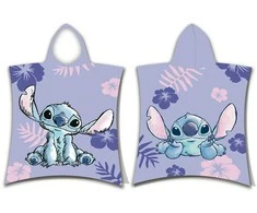 Rankšluostis Poncho vaikams 50x115 Lilo i Stitch violetinė ręcznik su kapturem dziecięce August 23