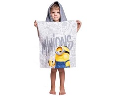 Poncho vaikams 50x115 Minionki 7172 ręcznik su kapturem pilka geltona Minions dziecięce