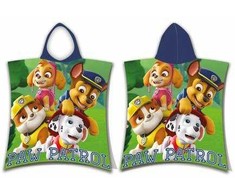 Poncho vaikams 50x115 Psi Patrol Paw 7629 Chase Rubble Skye Marshall psy w akcji drużyna ręcznik su kapturem