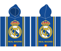 Real Madrid Poncho vaikams 55x110 Real Madryt 4169 Herb mėlyna ręcznik su kapturem