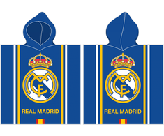Real Madrid Poncho vaikams 55x110 Real Madryt 4169 Herb mėlyna ręcznik su kapturem