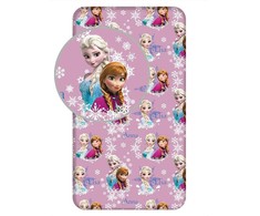 Prześcieradło bawełniane su gumką 90x200 Frozen Anna i Elsa rožinė vaikams JF24