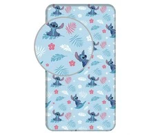 Prześcieradło bawełniane su gumką 90x200 Lilo I Stitch mėlyna vaikams JF24